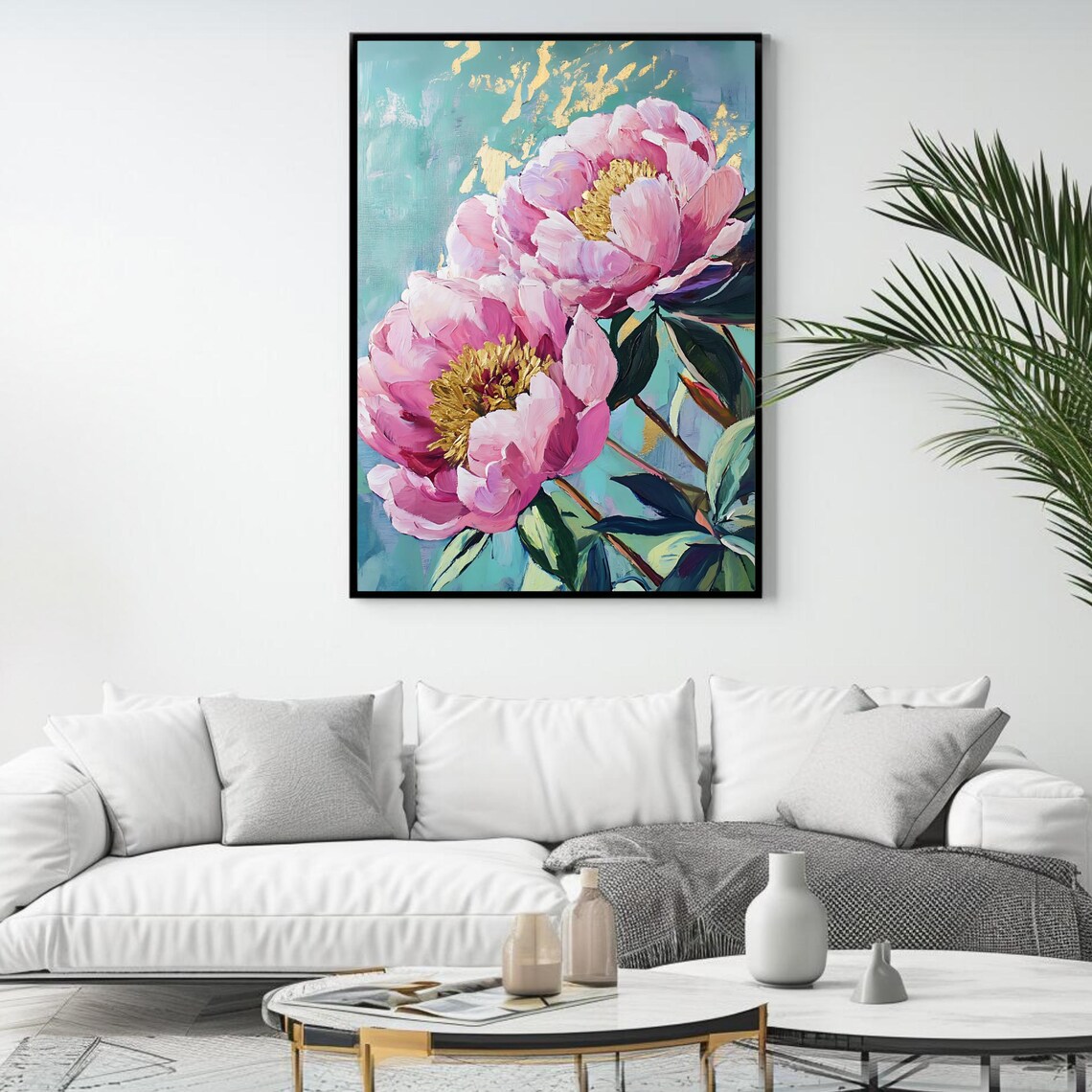 Pink Peony Bloom, Elegant Floral Decor Art Print - Image 4