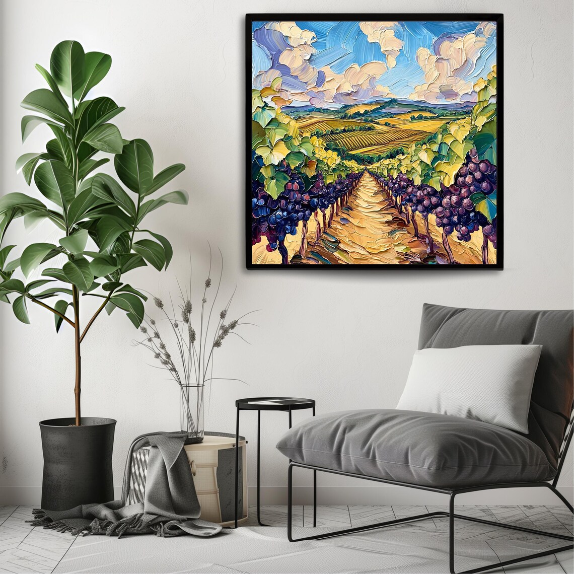 Vineyard Landscape, Scenic Countryside Art Print - Image 3
