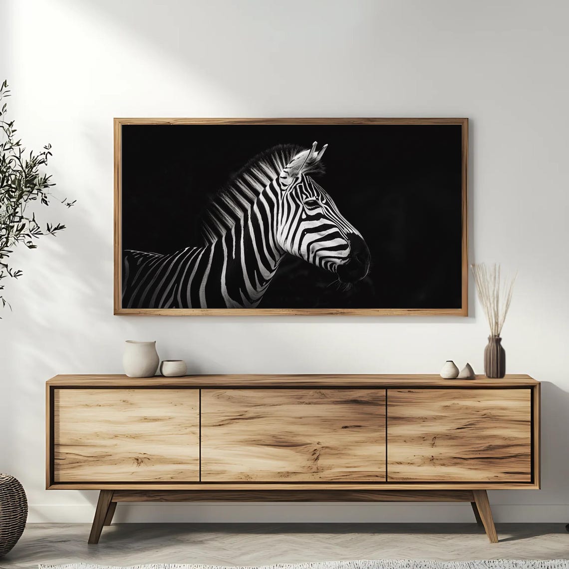 Zebra Monochrome Black and White Portrait Dark Wildlife Poster - Image 3