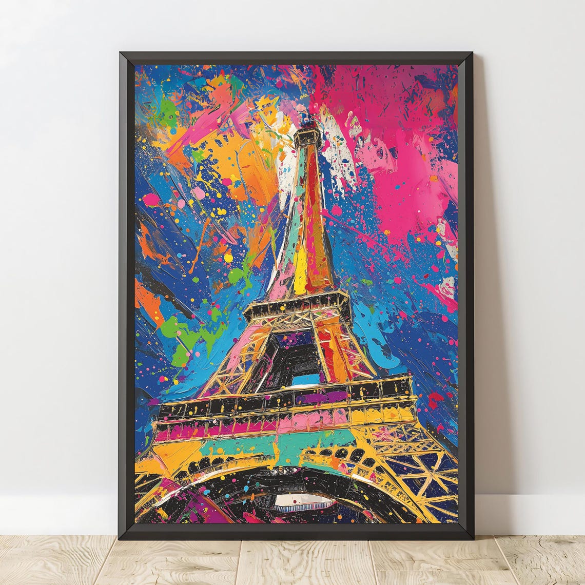 Eiffel Tower Pop Art Colorful Paint Splash Paris Landmark Art Poster - Image 2