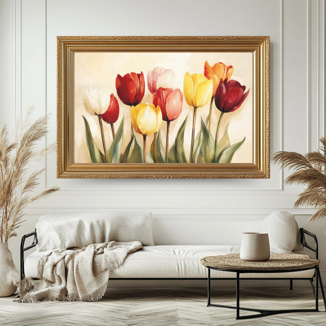 Red Yellow Pink Tulips Classic Floral Oil Painting Spring Wall Poster - Image 4