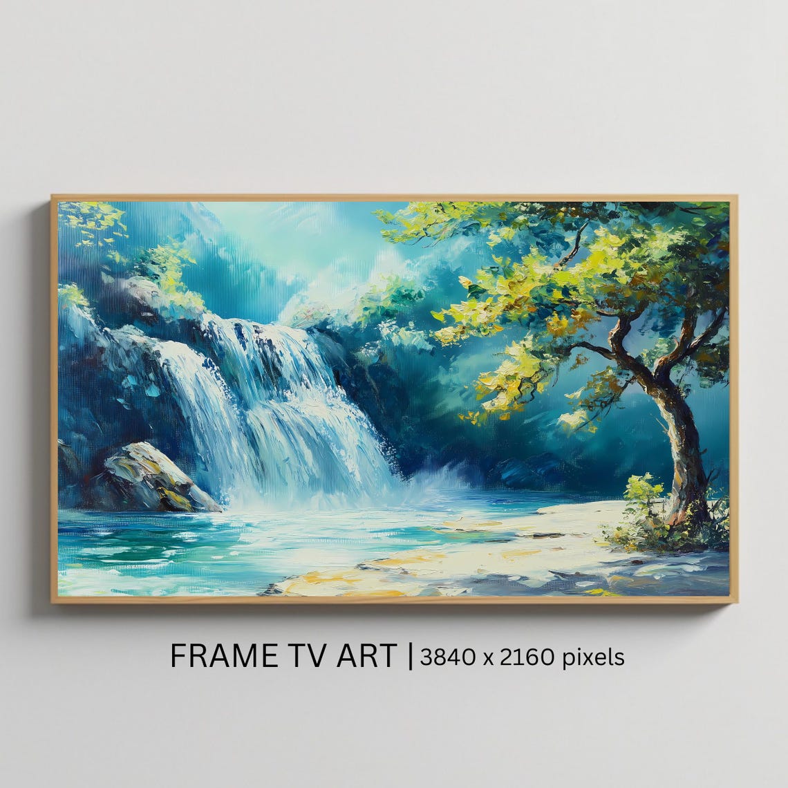 Tranquil Waterfall Landscape Art For Frame Tv Scenic Nature Roku Screensaver Smart Tv Wall Art