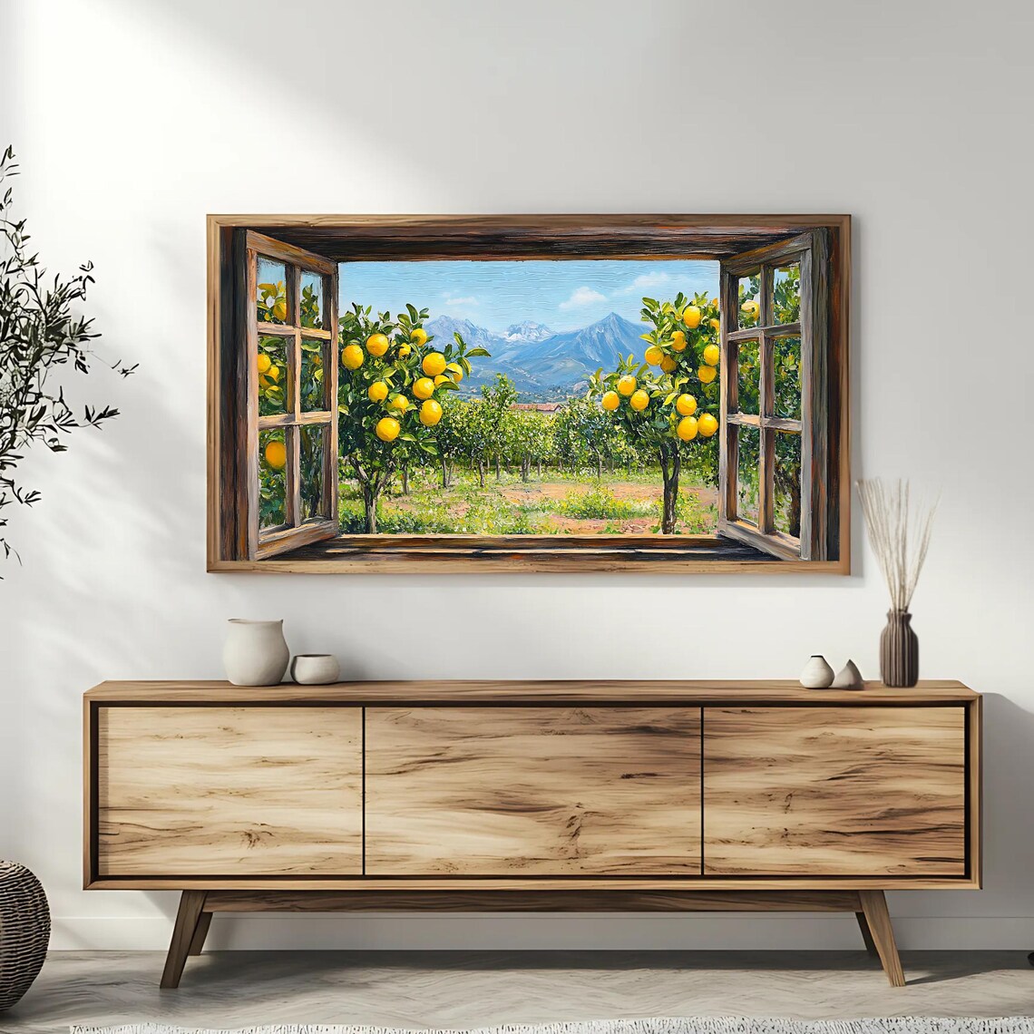 Lemon Grove Window View Art For Frame Tv Mediterranean Landscape Roku Screensaver Smart Tv Wall Art - Image 3