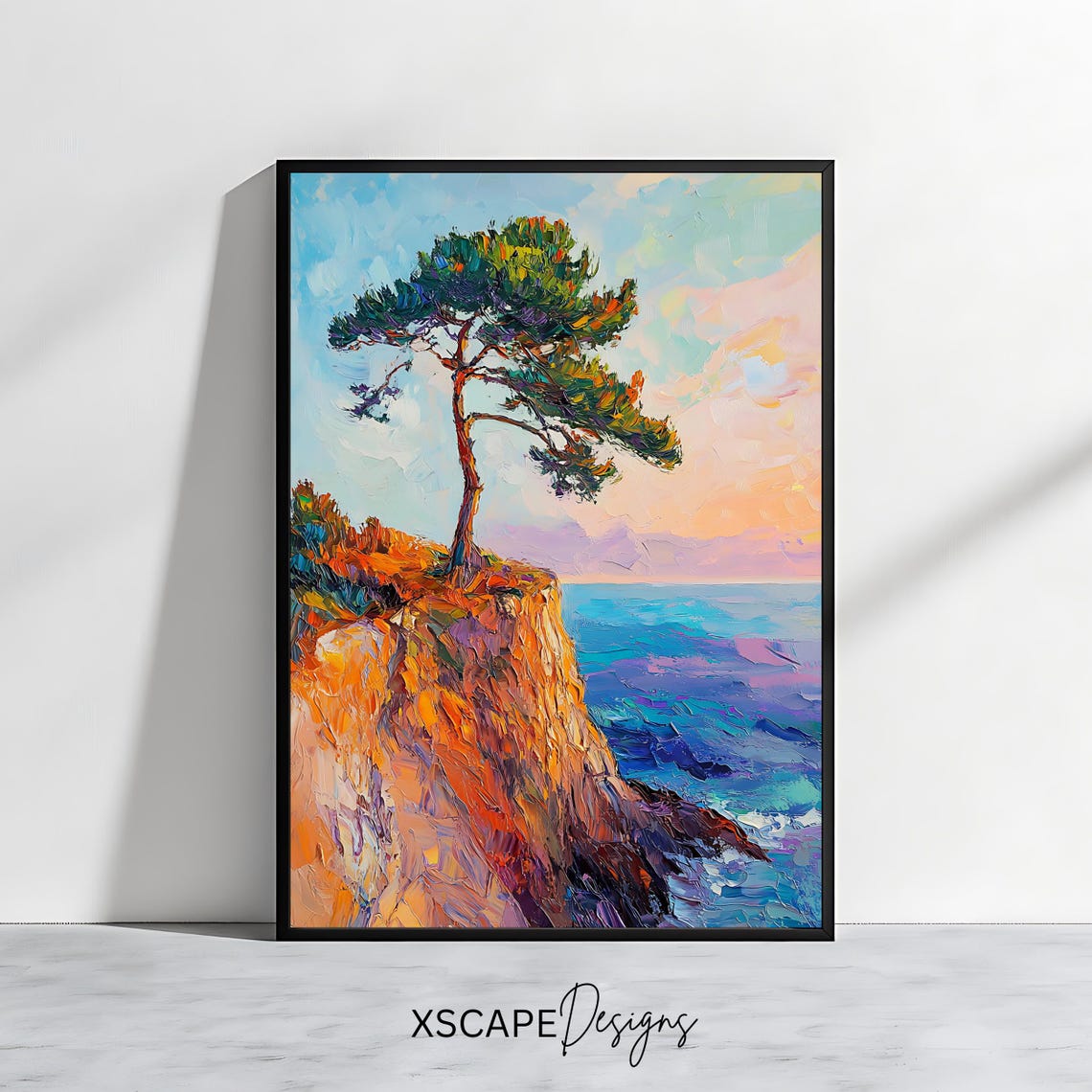 Coastal Cliff Tree Sunset Seascape