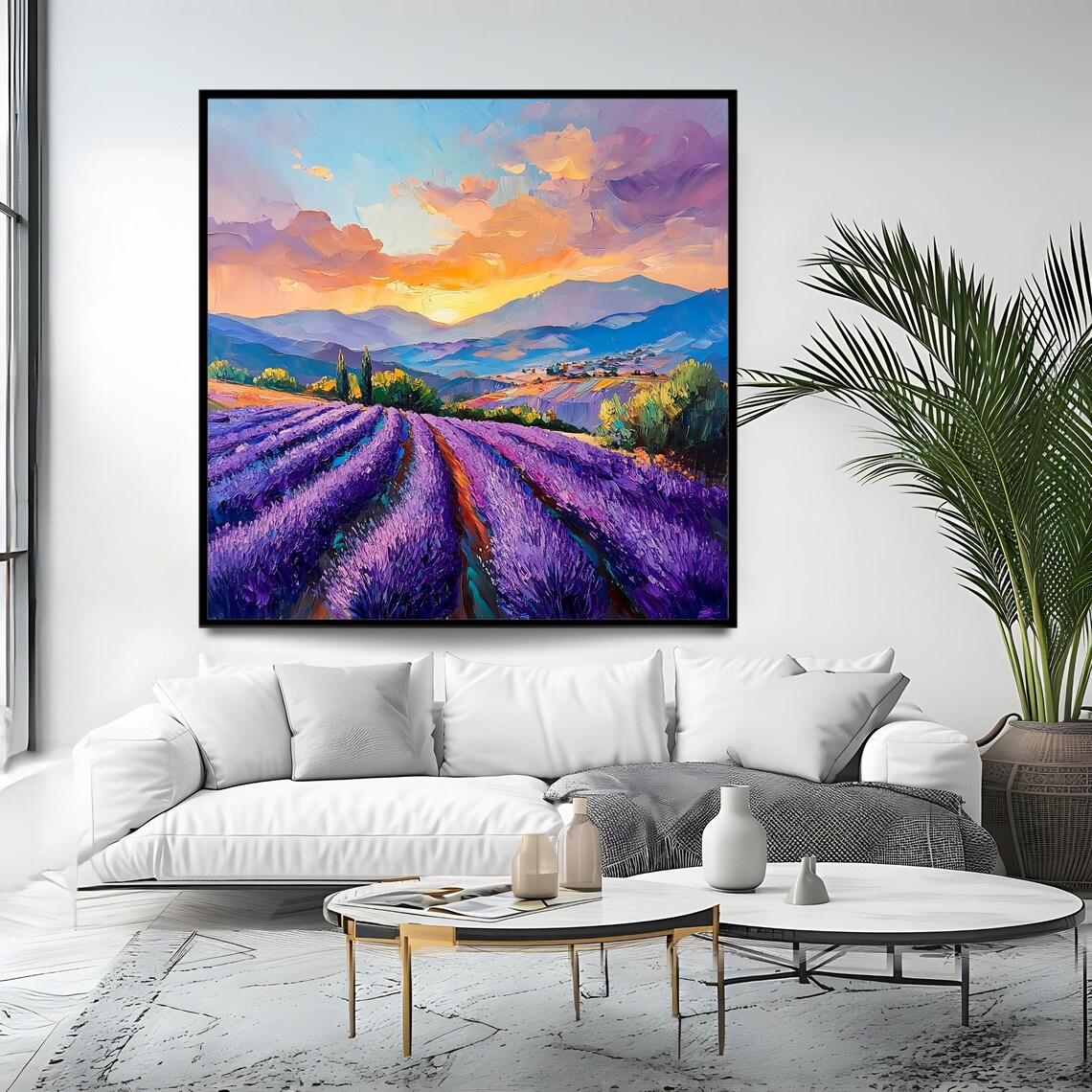 Lavender Field Sunset Art Print, Nature Artwork - Image 4