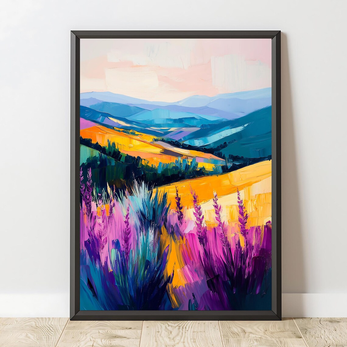 Lavender Field Abstract Landscape, Nature Decor - Image 2