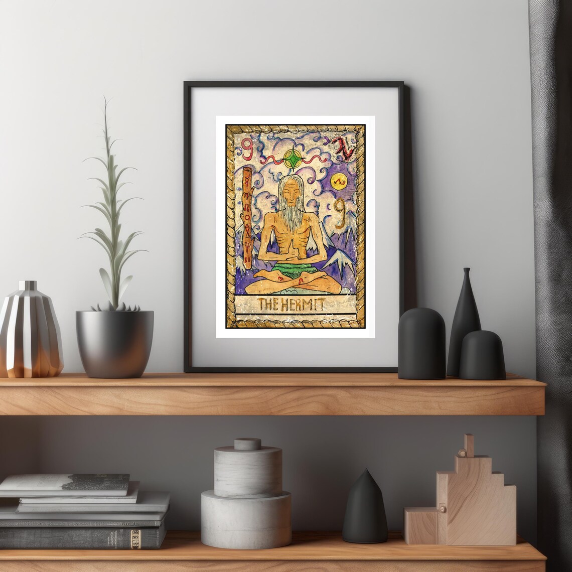 The Hermit Tarot Card Wall Art Tarot Card Art Prints Introvert Art Print Witchy Gift Dorm Room Wall Art Mystical Wall Art Astrology - Image 3