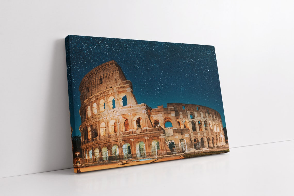 Colosseum Rome Lit Under a Starry Night Sky Photography Poster - Image 2