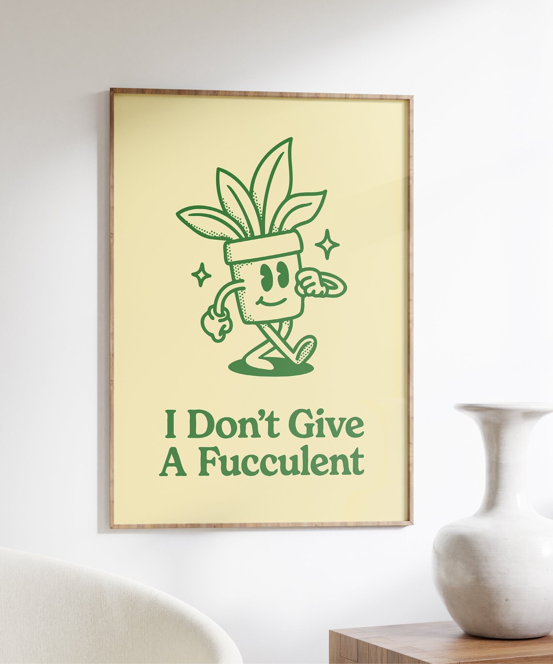 I Don't Give A Fucculent Funny Retro Art Print - Image 3