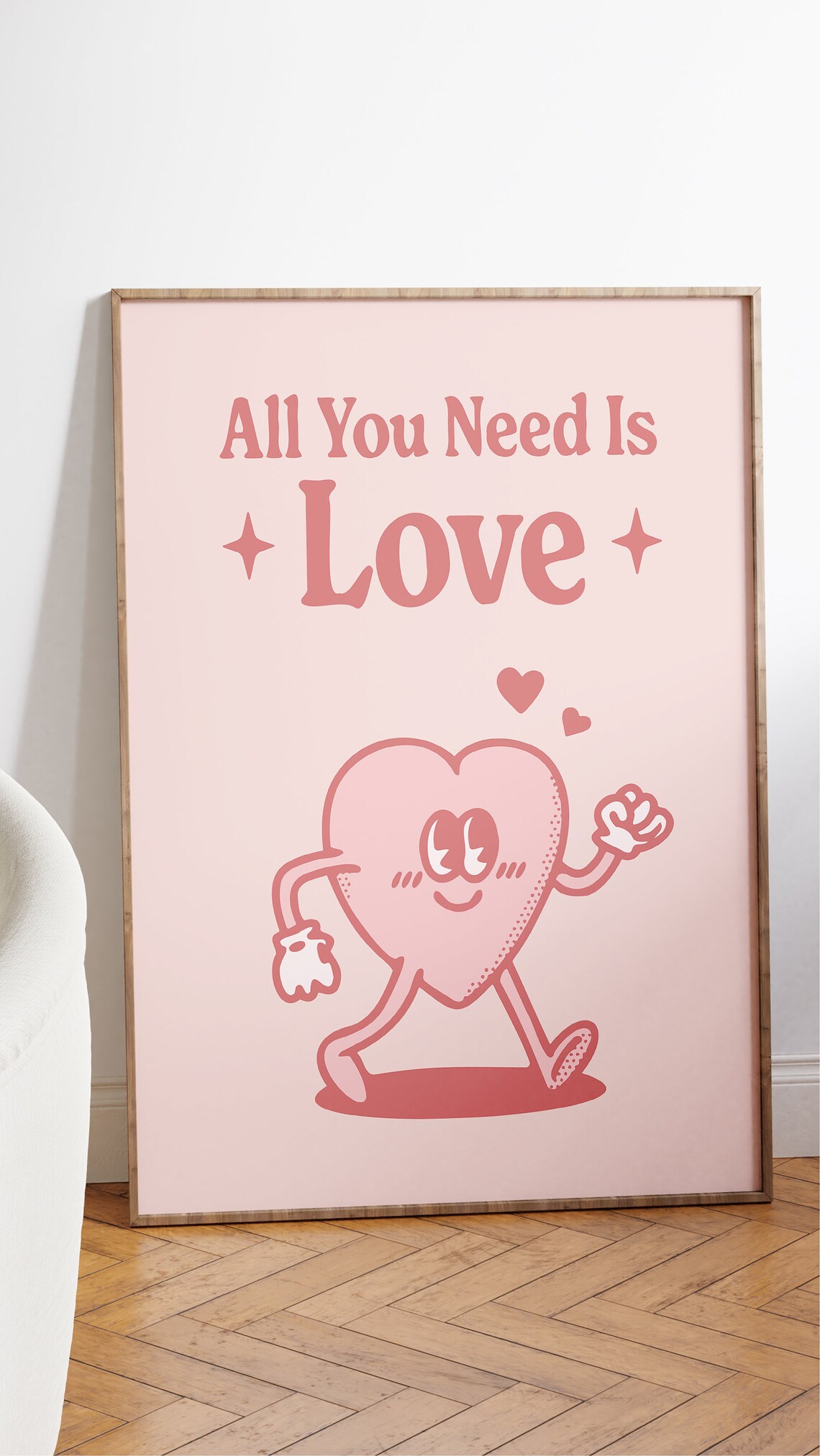 All You Need Is Love Retro Quote Art Print - Image 2