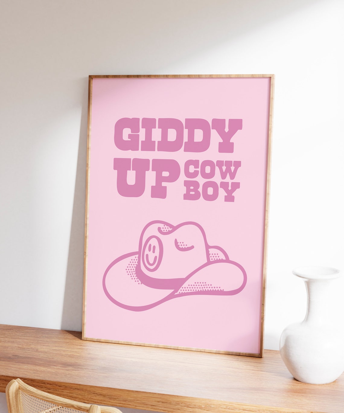 Giddy Up Cowboy Pink Western Hat Typography Preppy Quote Decor Poster - Image 7