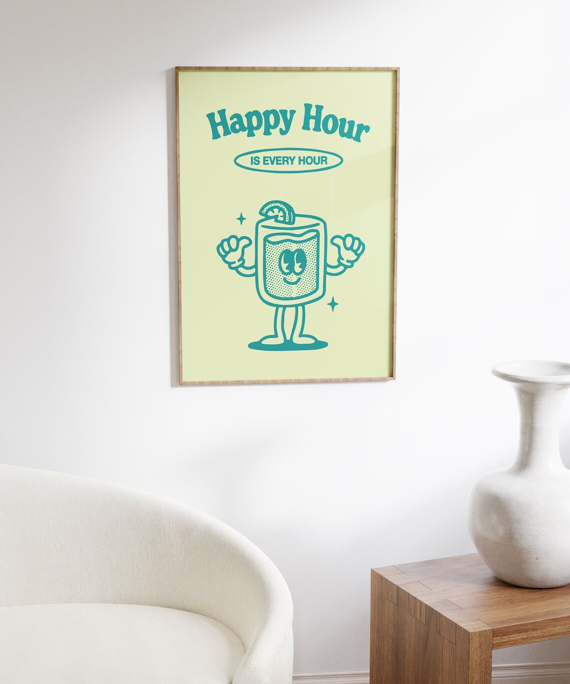 Retro Happy Hour Poster, 70s-Inspired Bar Decor - Image 4