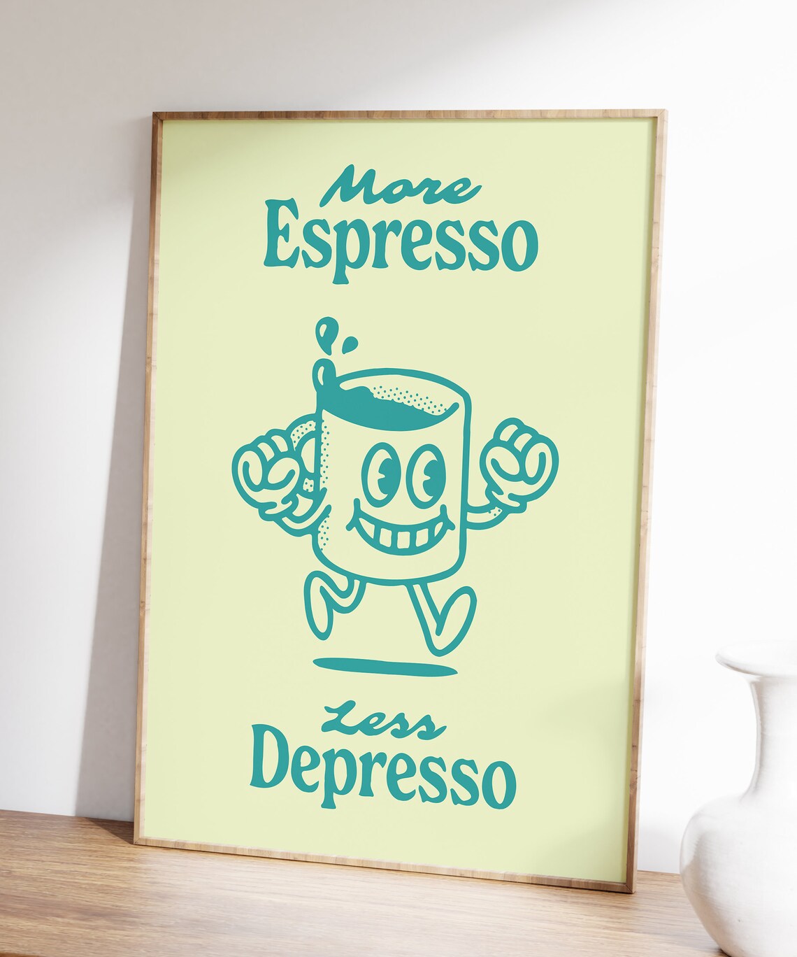 Retro Coffee Art Print, More Espresso Less Depresso - Image 3