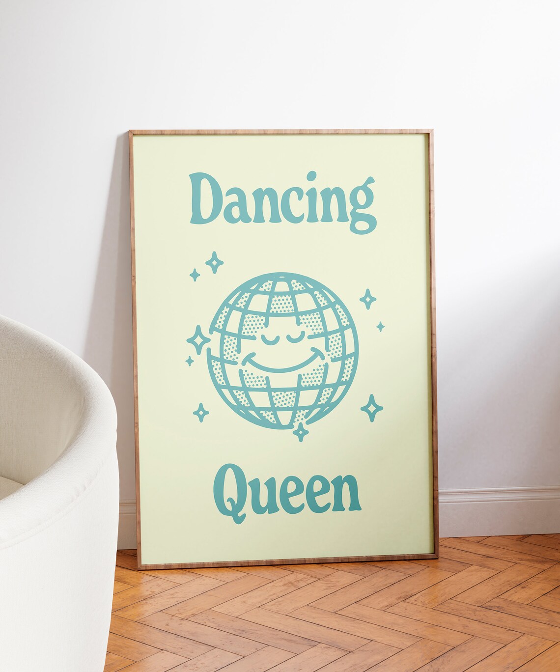 Dancing Queen Teal Disco Ball Retro Groovy Music Party Poster - Image 3