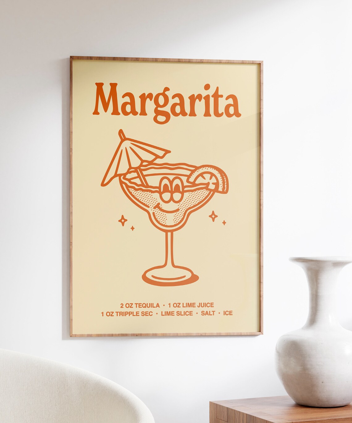 Margarita Cocktail Recipe Orange Glass Character Bar Cart Poster - Image 5