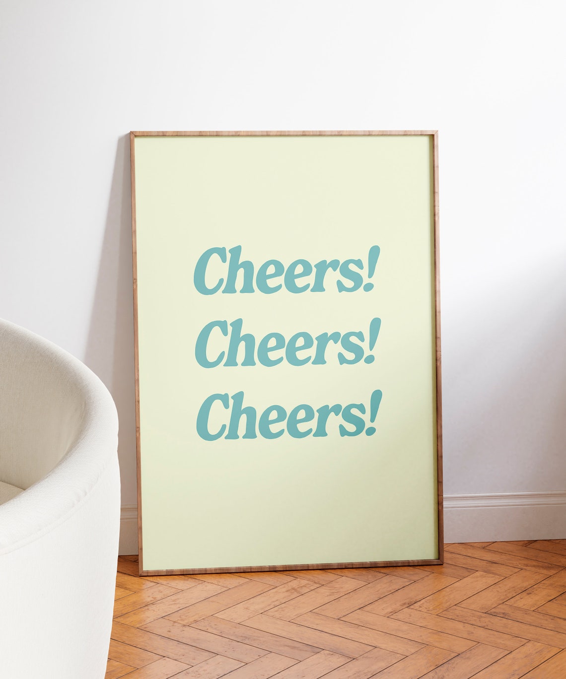 Cheers Retro Typography Teal Quote Bar Cart Fun Party Poster - Image 3