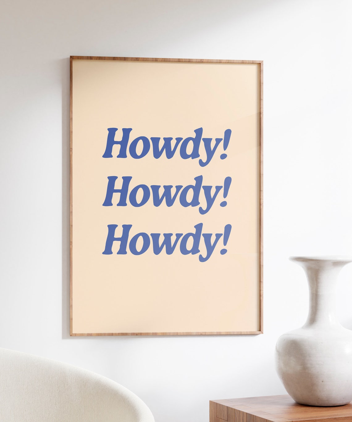 Howdy Blue Retro Typography Quote Western Wall Decor Wall Art - Image 3