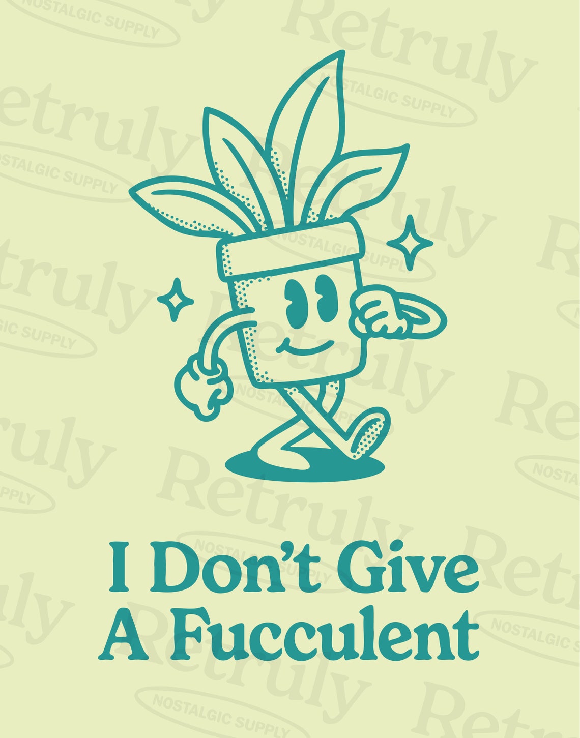 I Don't Give a Fucculent Funny Succulent Character Retro Poster - Image 2