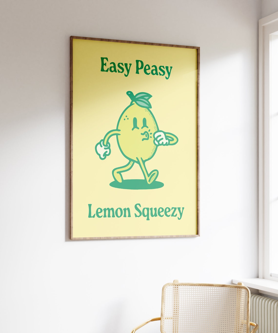 Easy Peasy Lemon Squeezy Retro Cute Lemon Character Quote Poster - Image 6
