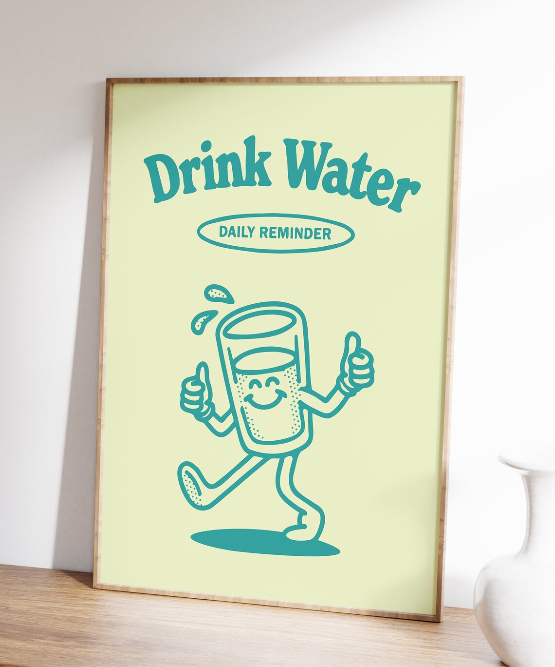 Drink Water Retro Hydration Reminder Art Print - Image 3