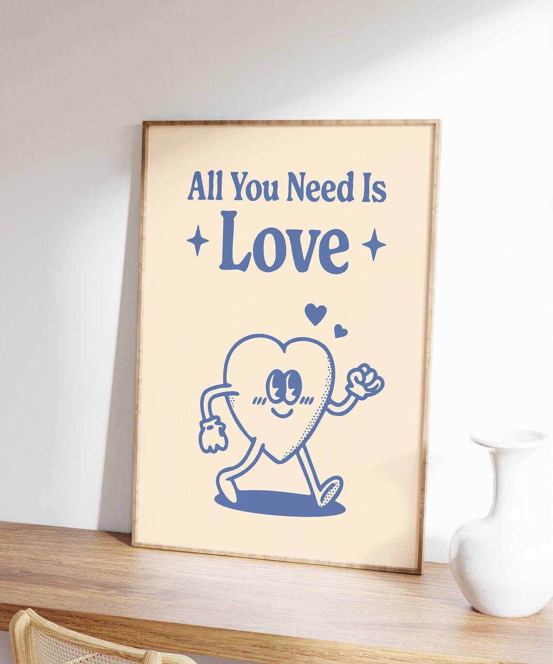 All You Need Is Love Retro Heart Character Valentine Quote Poster - Image 7
