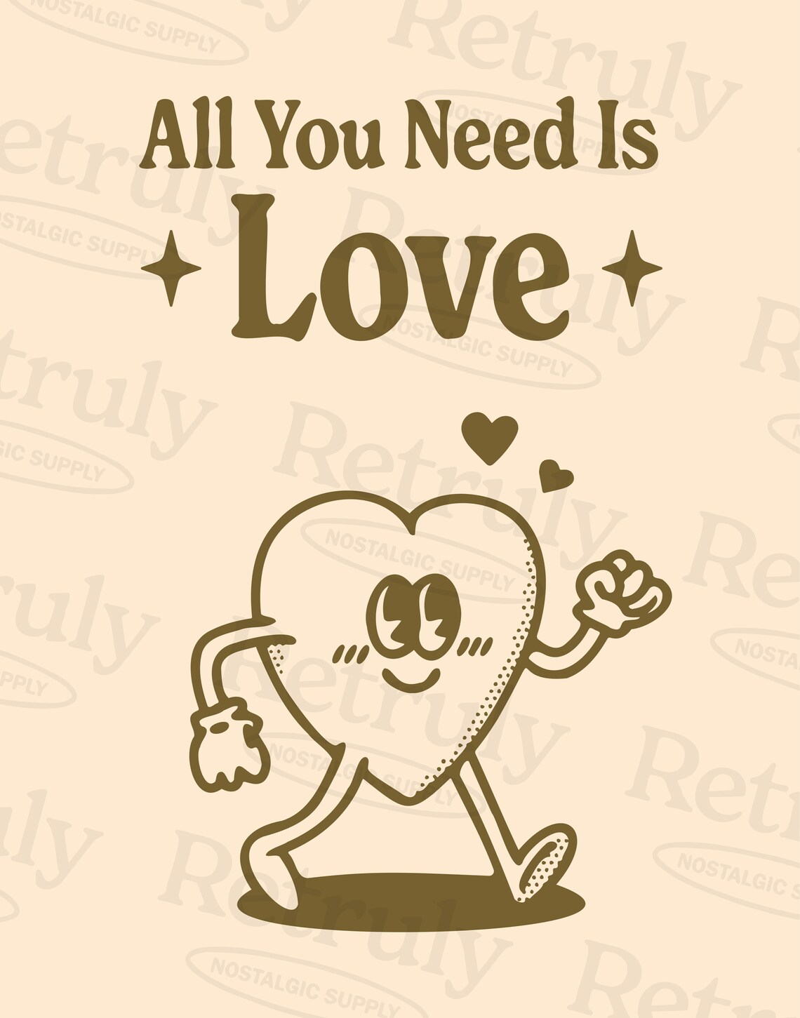 All You Need Is Love Retro Cartoon Walking Heart Motivational Poster - Image 2