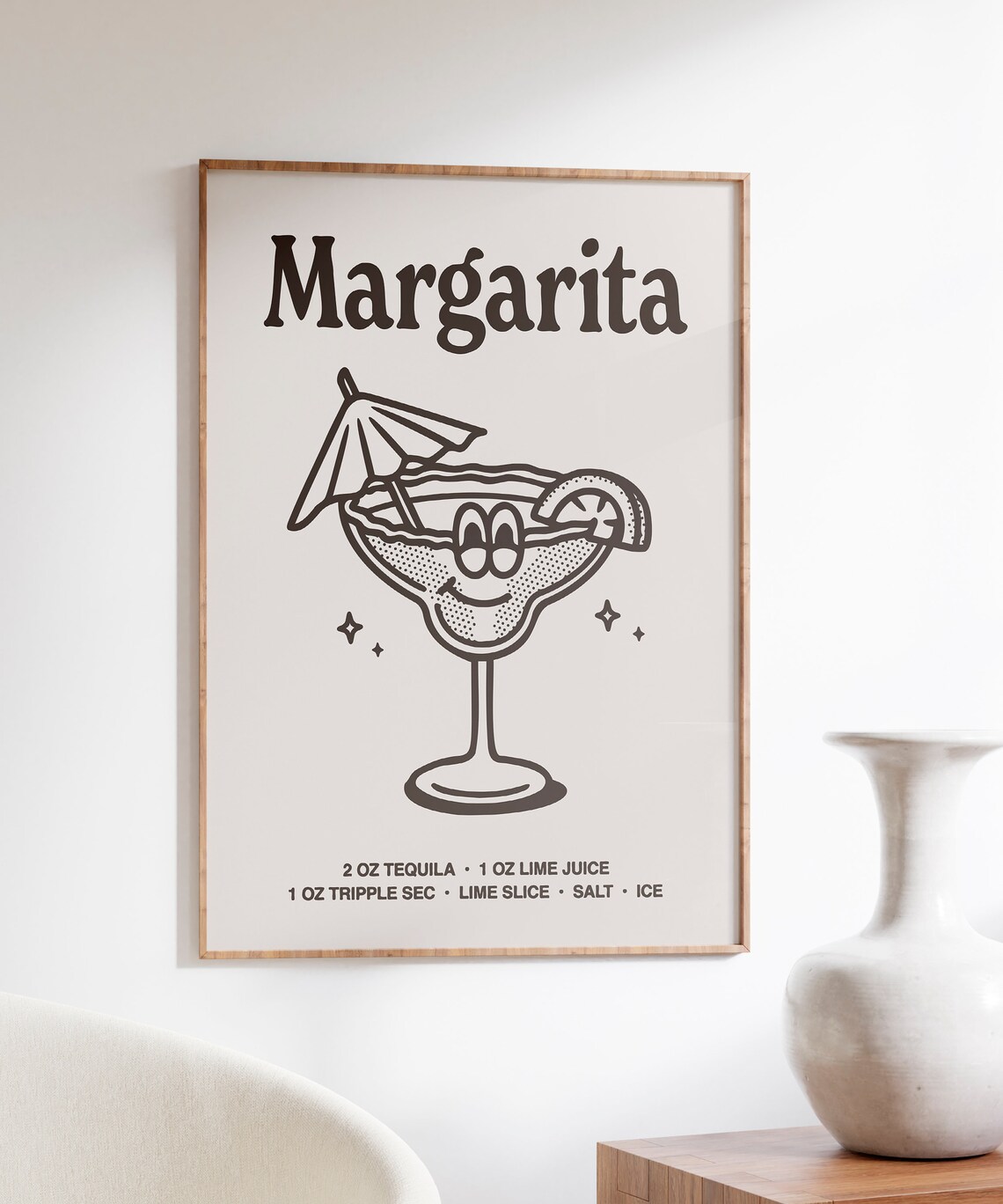 Margarita Cocktail Recipe Smiling Glass Retro Black Bar Poster - Image 4