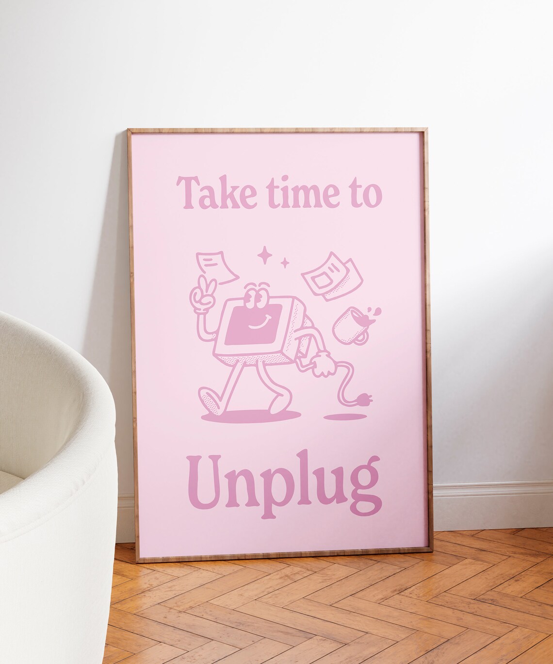 Take Time Groovy Wall Print Print Affirmation Wall Art Retro Wall Decor Cute Pink Printable Art Downloadable Prints - Image 4