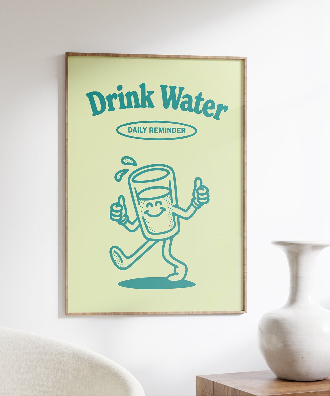 Drink Water Retro Hydration Reminder Art Print - Image 6