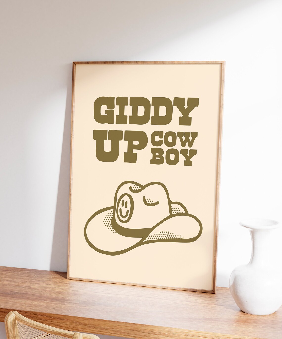 Giddy Up Retro Cowboy Quote Art Print - Image 7