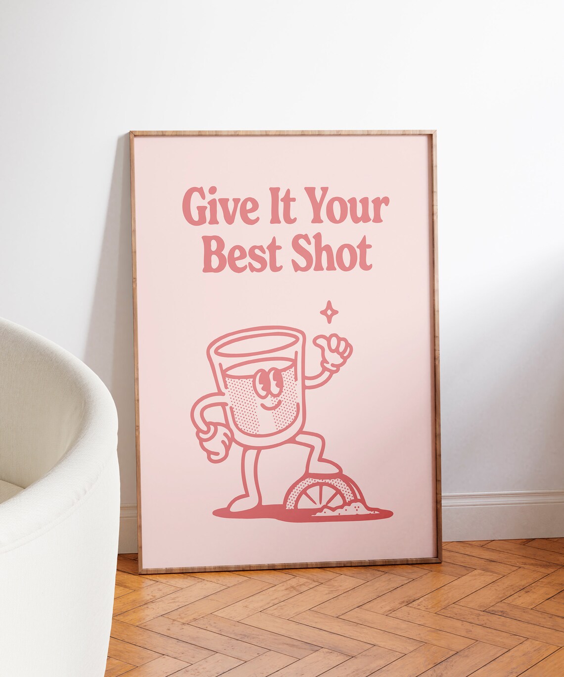 Give It Your Best Shot Retro Shot Glass Party Fun Quote Poster - Image 3