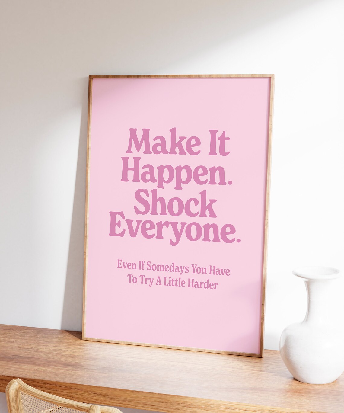 Make It Happen Pink Aesthetic Quote Poster - Image 6
