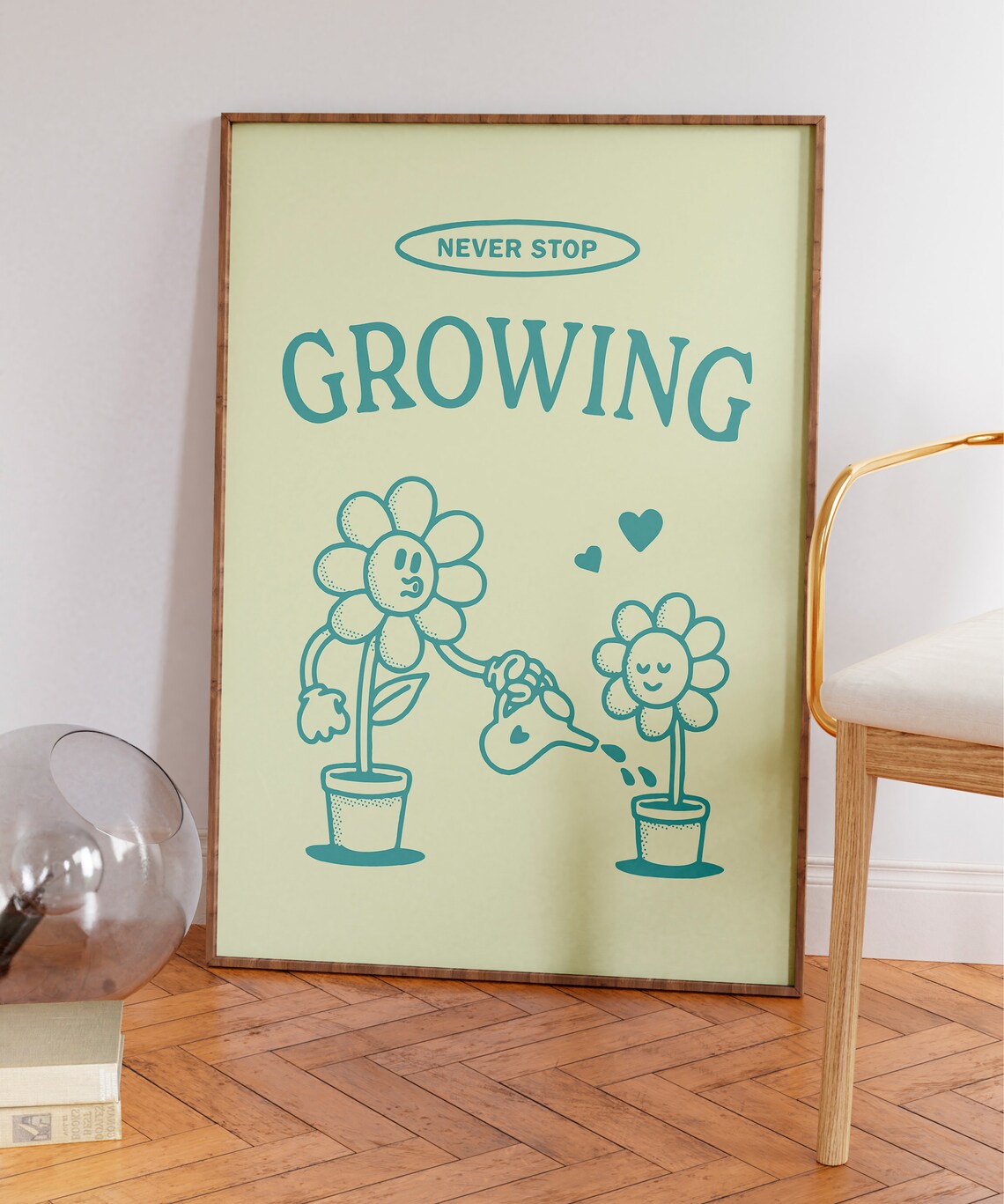 Never Stop Growing Retro Poster, Cute Illustration - Image 5