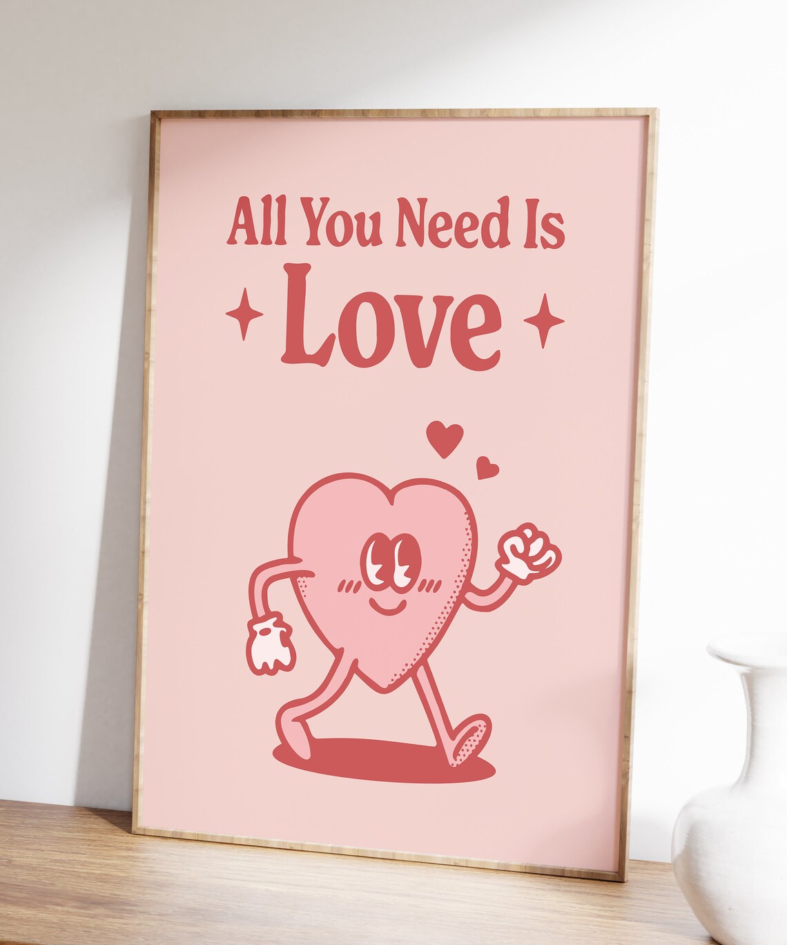 All You Need Is Love Retro Quote Art Print - Image 3
