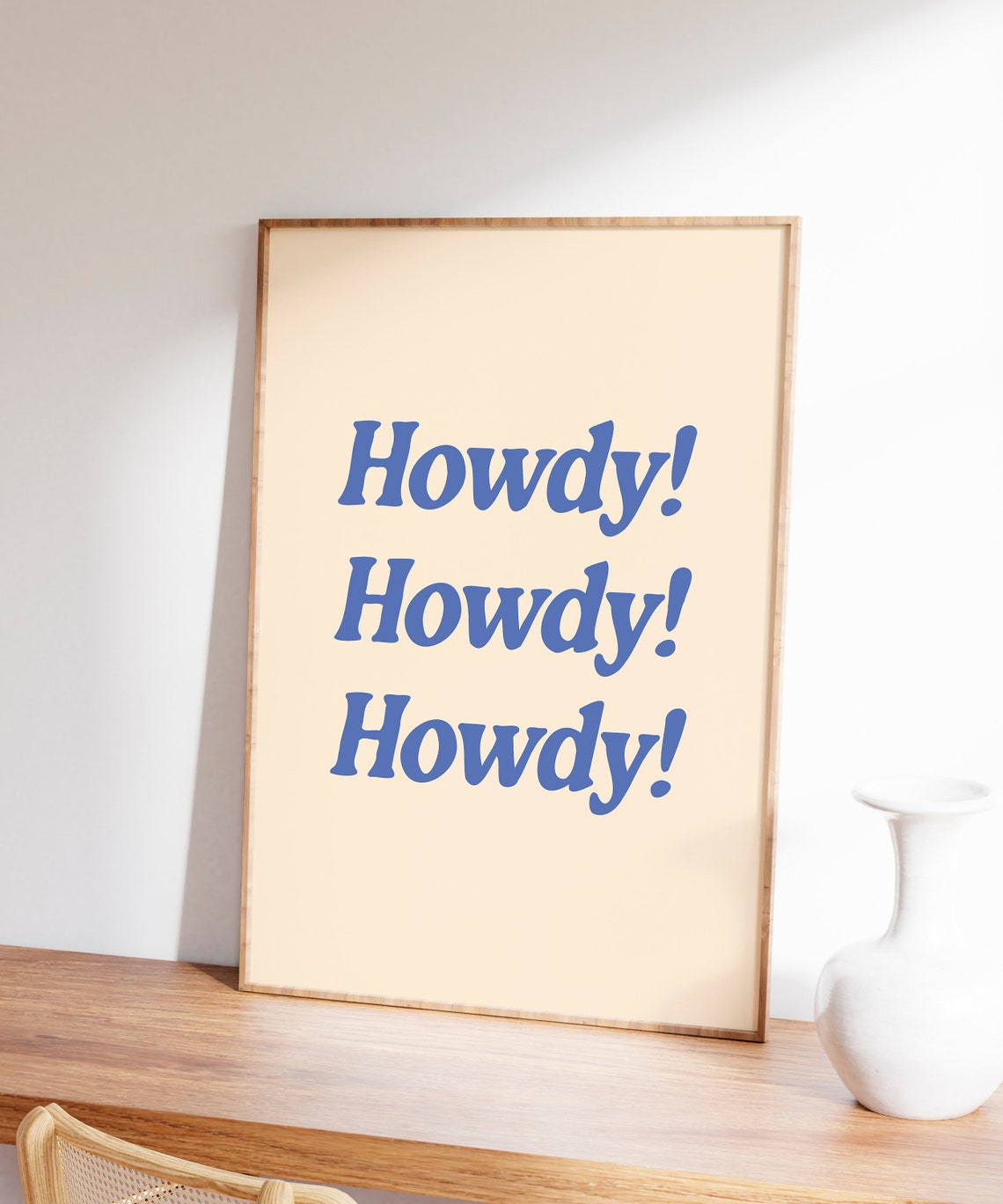 Howdy Blue Retro Typography Quote Western Wall Decor Wall Art - Image 5