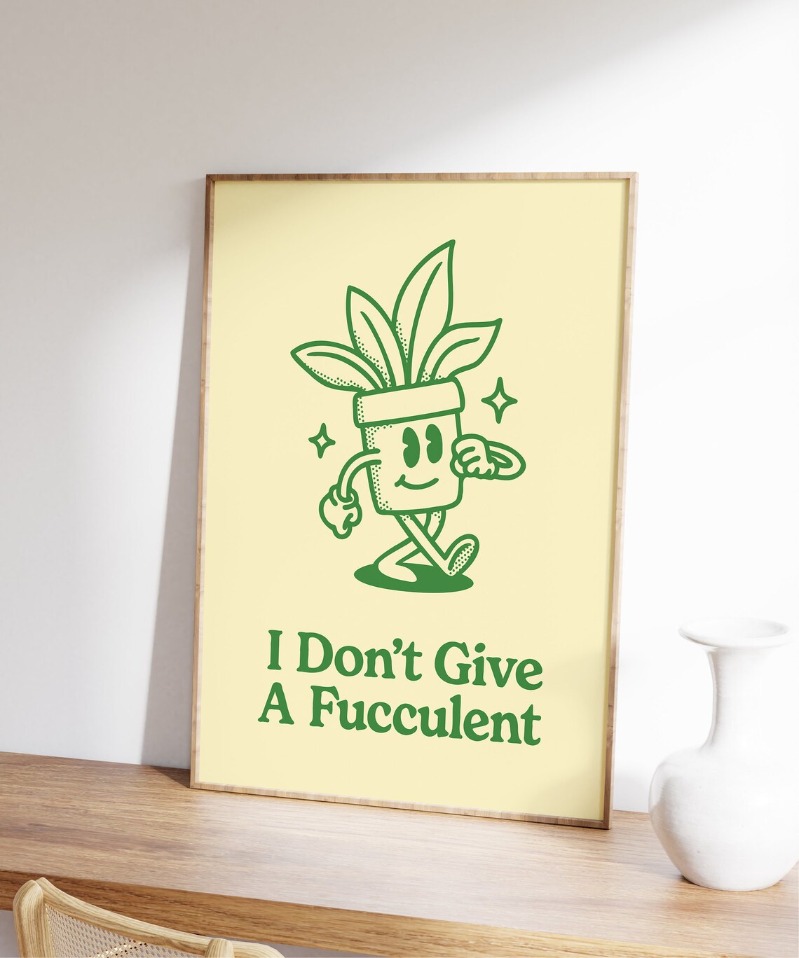 I Don't Give A Fucculent Funny Retro Art Print - Image 5