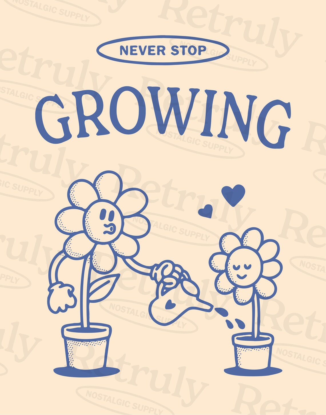 Never Stop Growing Retro Positivity Art Print - Image 2
