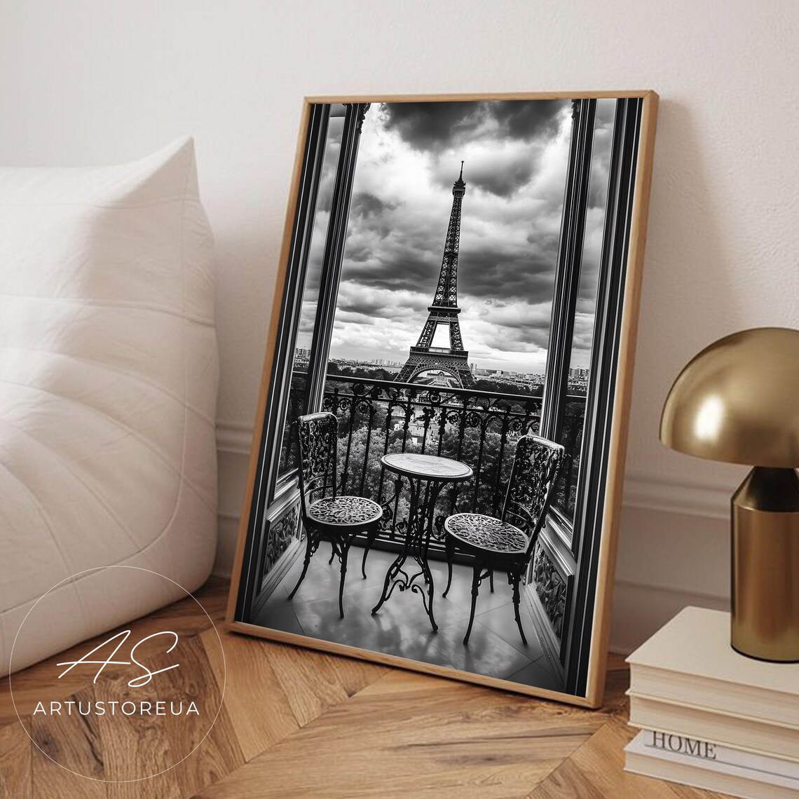 Paris Black and White City View Art Print