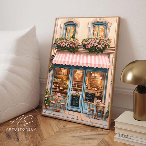 Cafe Poster Pastel Print Wall Art French Coffee Vintage Parisian Patisserie