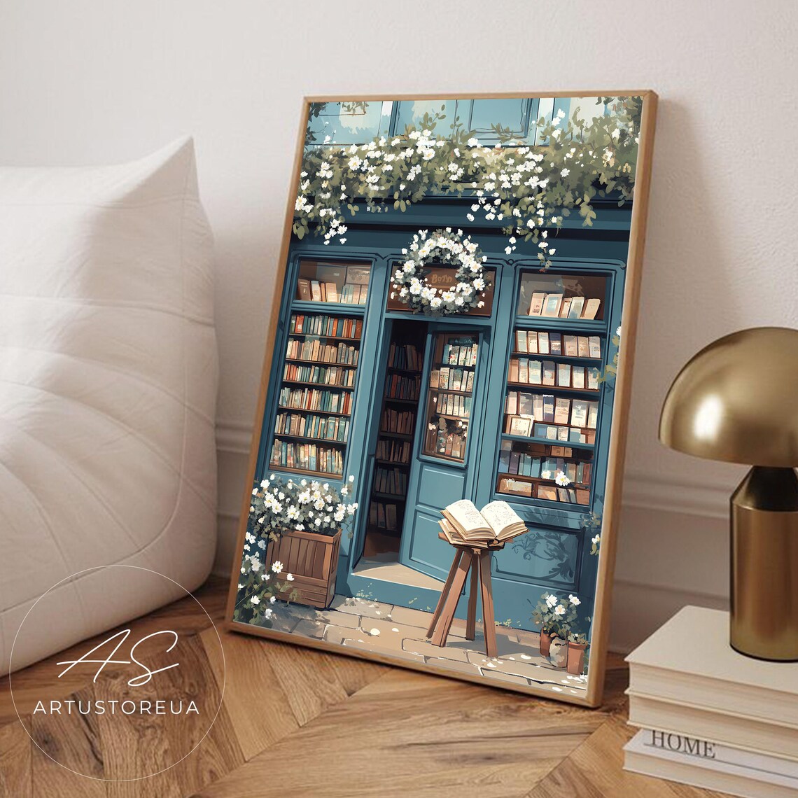 Bookshop Poster, French Bookstore Vintage Art Print