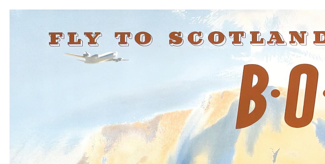 Fly To Scotland By BOAC Fly Fishing River Vintage Travel Poster - Image 2
