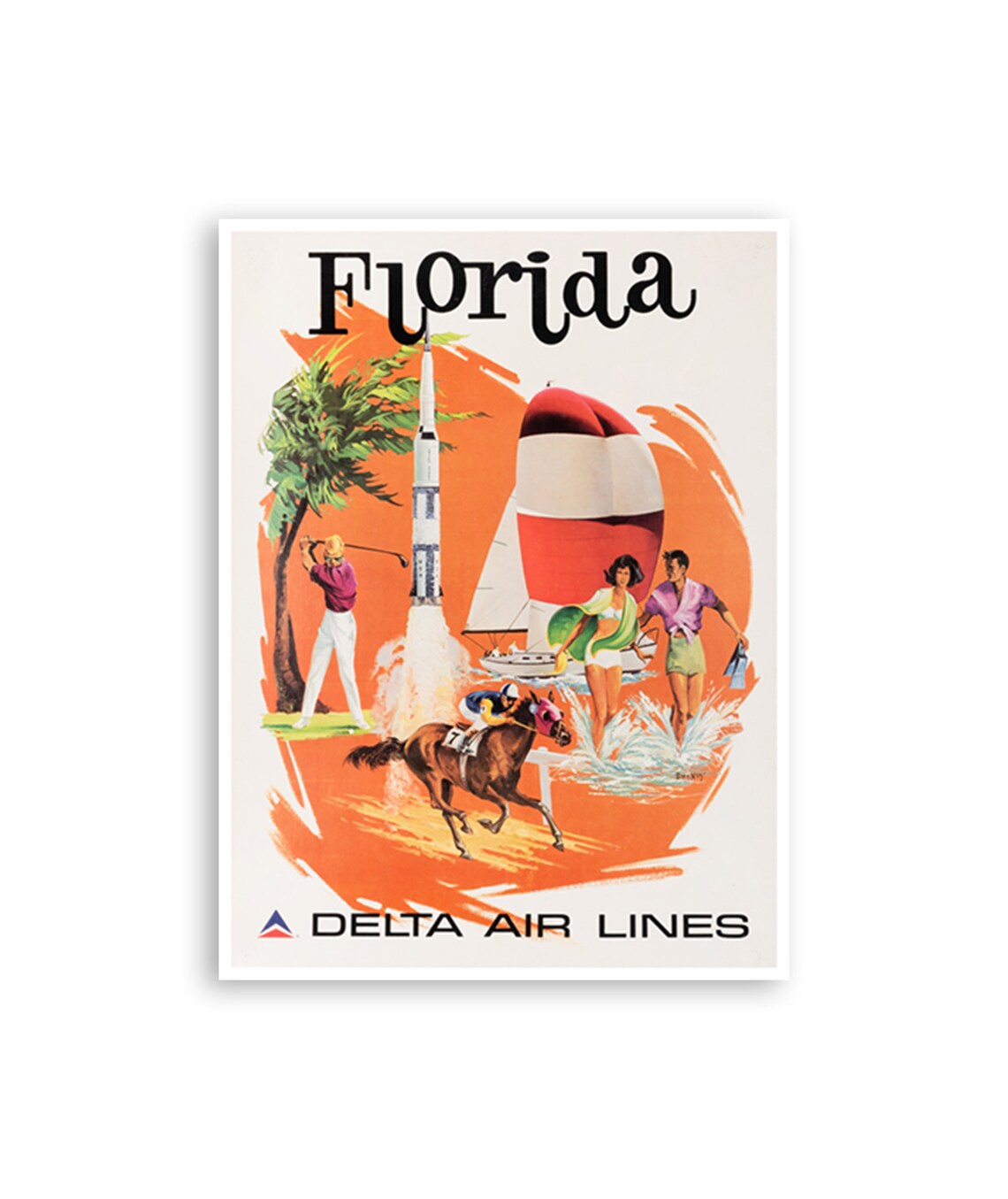 Florida Retro Travel Poster, USA Wall Decor