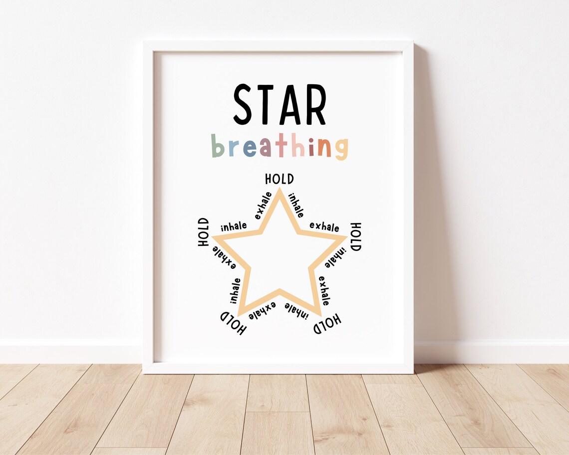 Star Breathing Mindfulness Poster, Therapy Office Decor - Image 3