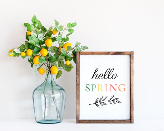 Hello Spring Farmhouse Boho Wall Art Print