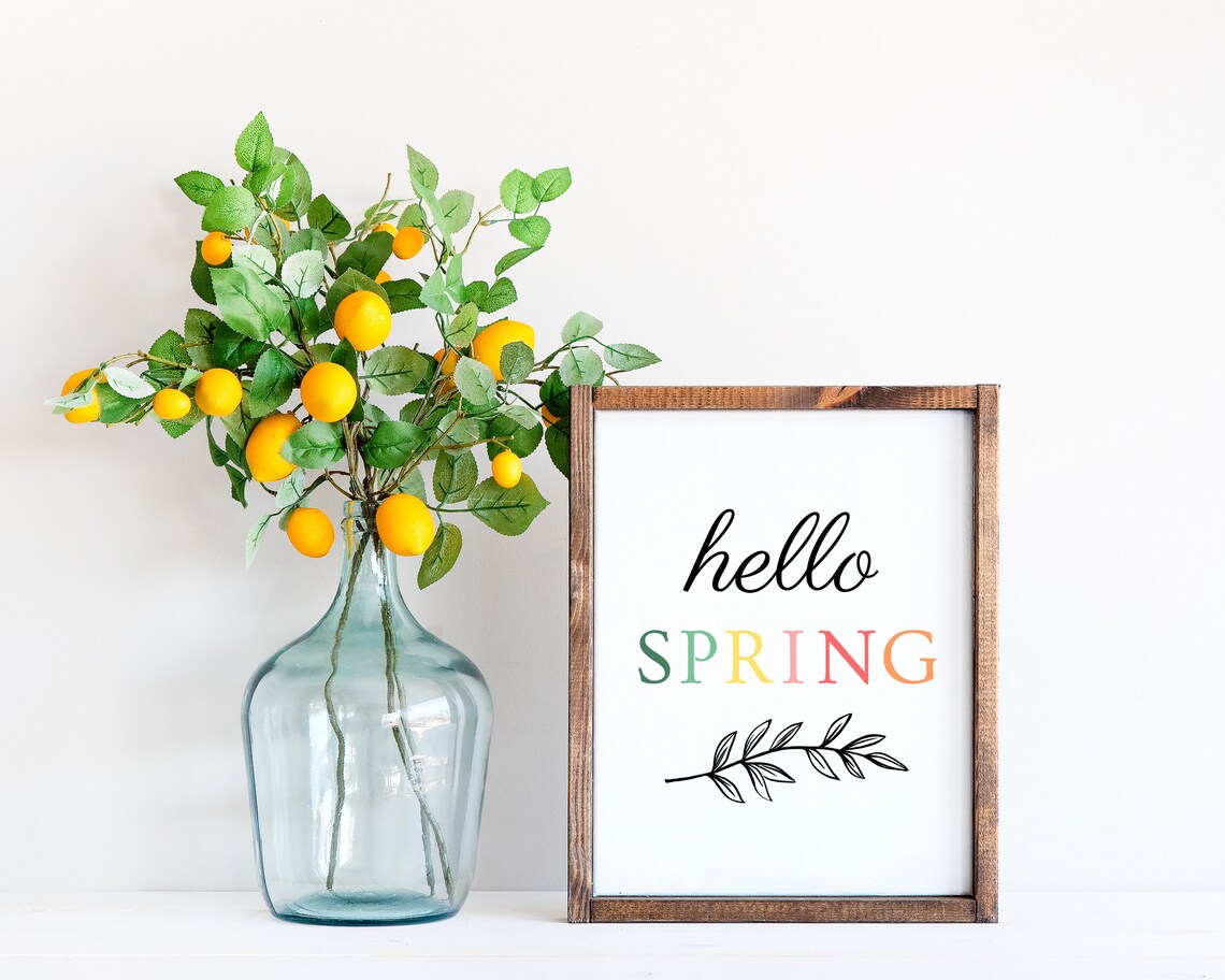 Hello Spring Farmhouse Boho Wall Art Print
