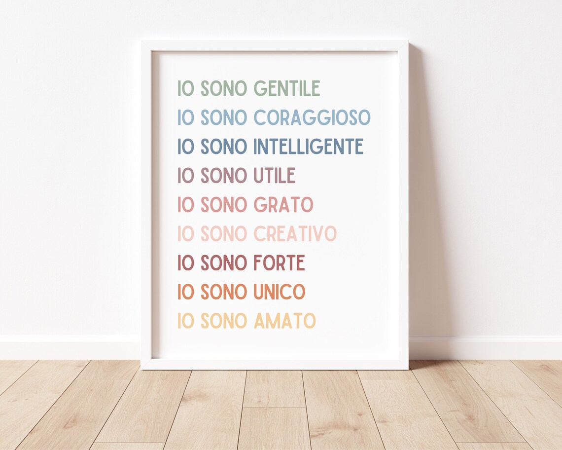Affirmations For Kids In Italian, Bilingual Art Print - Image 2