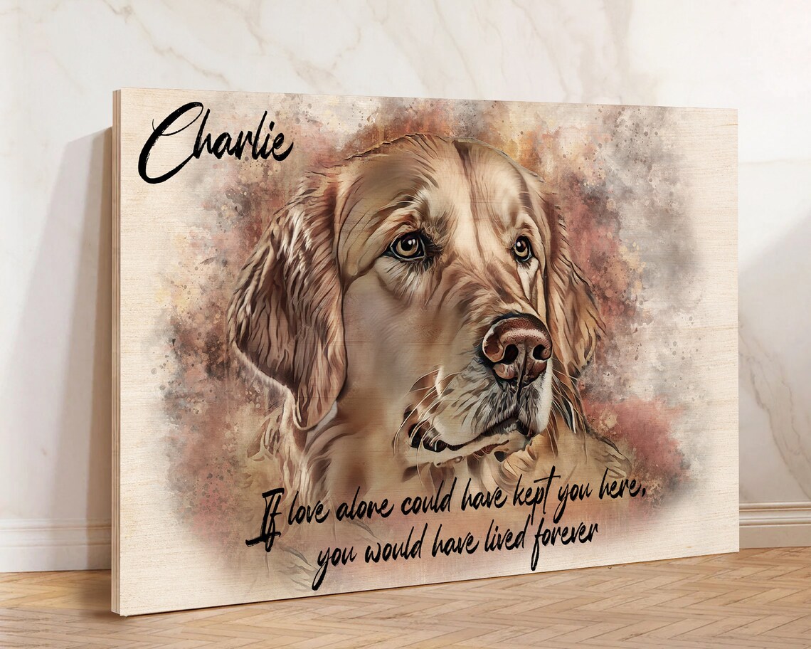 Jack Dog Memorial Watercolor Portrait Loving Quote Wood Poster - Image 2