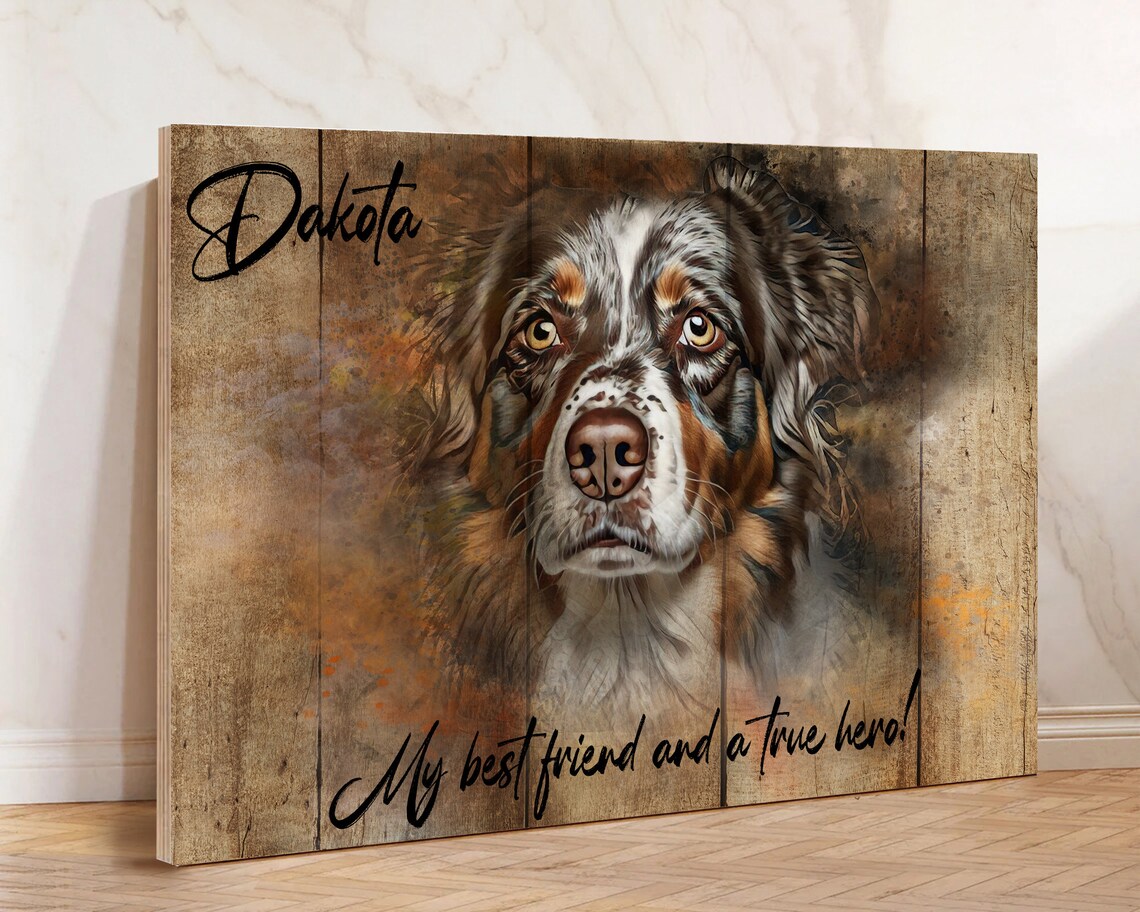 Rocky Beagle Memorial Portrait 2013 to 2023 Rustic Wood Poster - Image 2