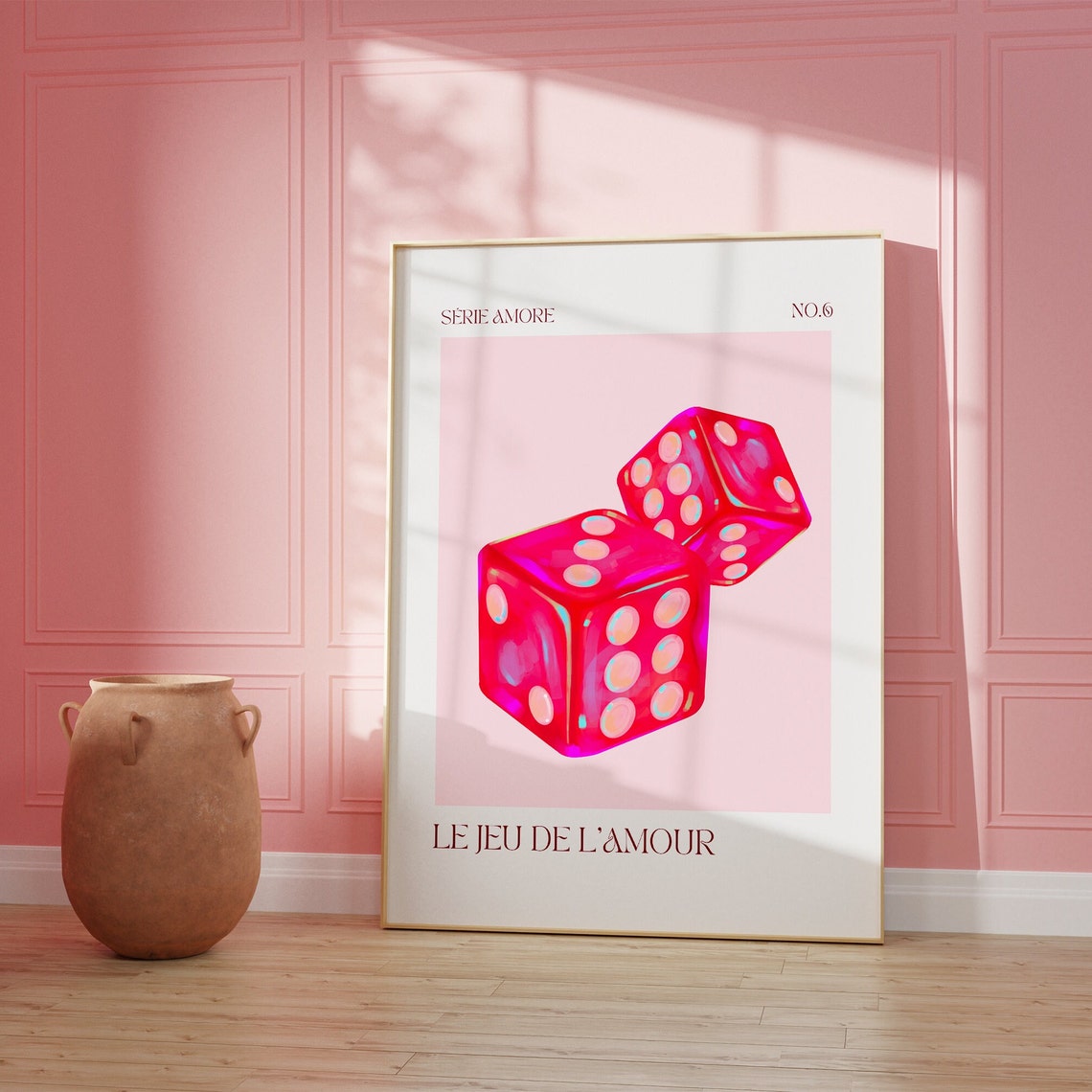 Le Jeu de Lamour Pink Dice French Valentine Romantic Game Poster - Image 2