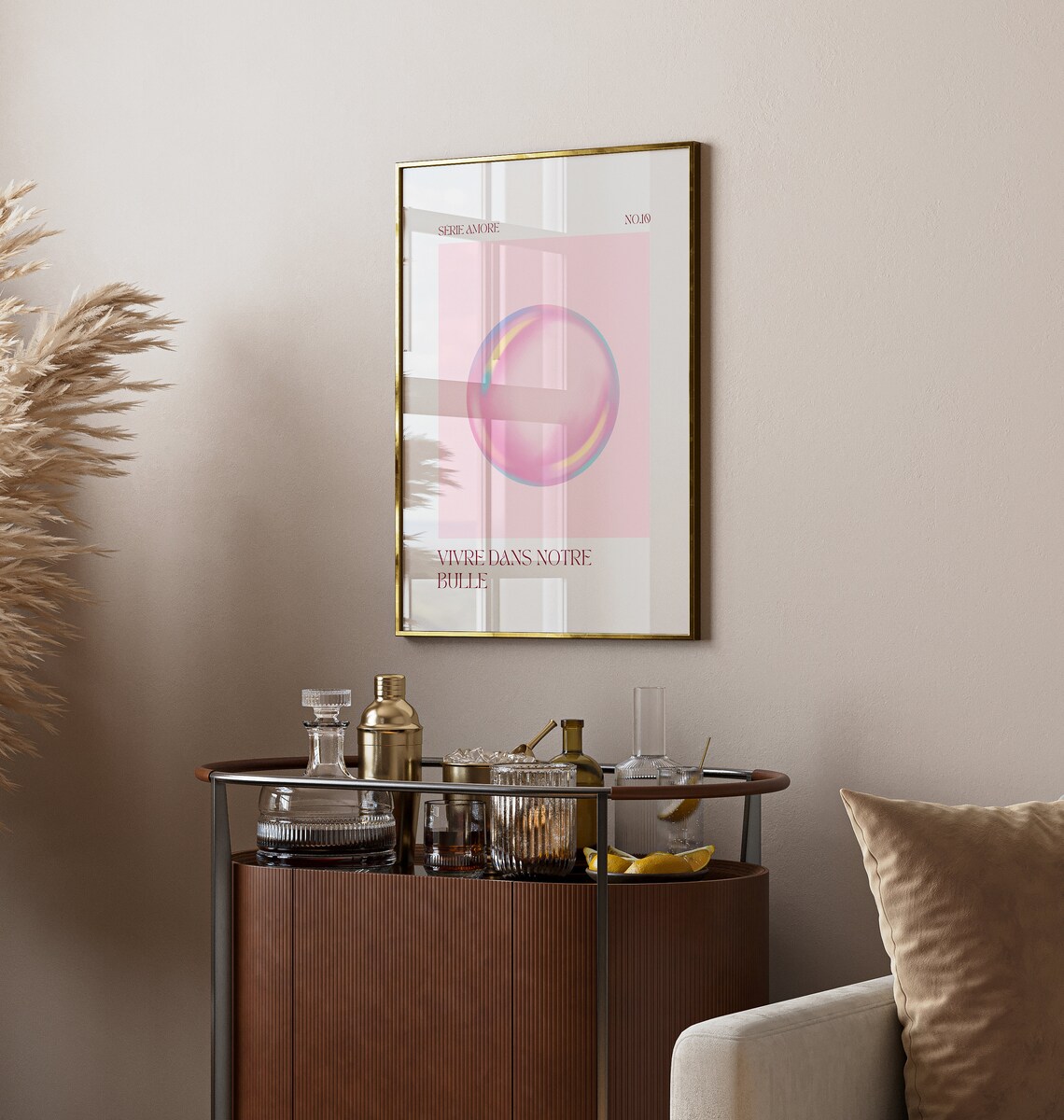 Pink Bubble Vivre Dans Notre Bulle French Quote Trendy Poster - Image 2